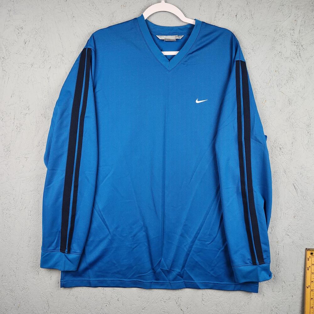 Vintage Nike Shirt Mens XL Blue Long Sleeve Swoosh Athletic Pullover Outdoors